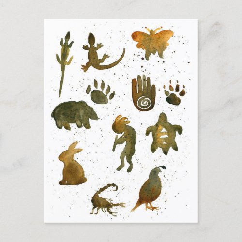 Petroglyph Symbols Bear Healers Hand Cave Artwork Postcard