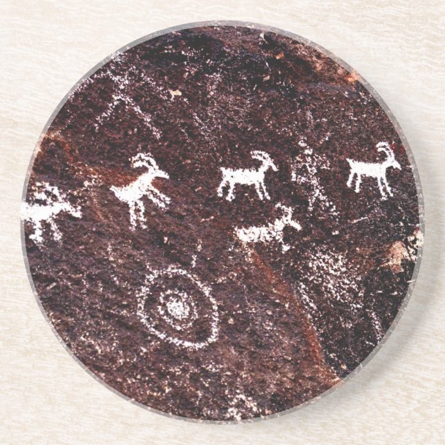 PETROGLYPHS AMERICAN SOUTHWEST, NEVADA DESERT SANDSTONE COASTER (Front)