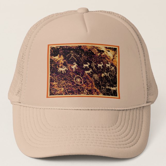 PETROGLYPHS NEVADA DESERT AMERICAN SOUTHWEST TRUCKER HAT (Front)