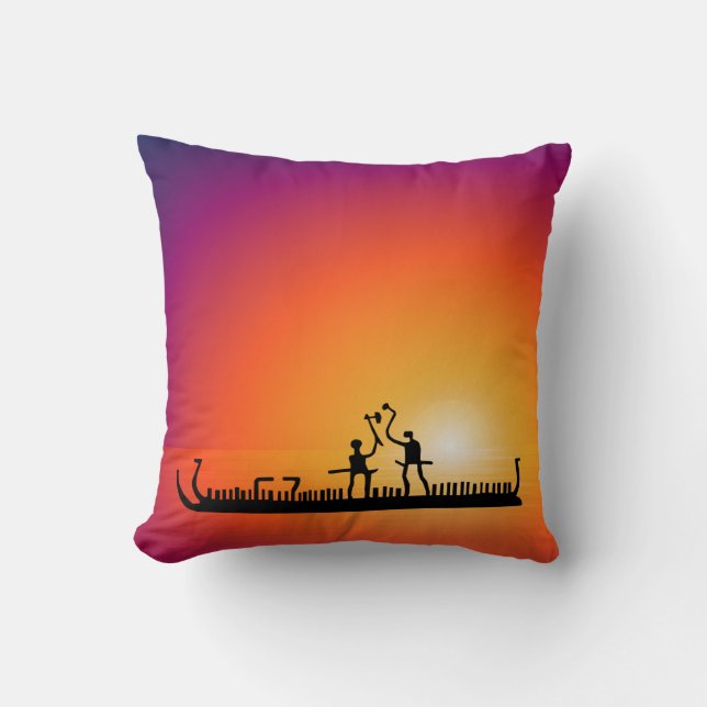 Petroglyphs Norway Viking Throw Pillow (Front)