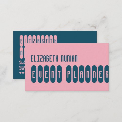 Petrol Blue and Blush Pink Typography Business Car Business Card