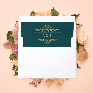 Petrol green golden frame stylish envelope liner