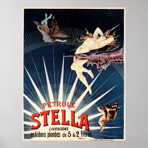 Petrole STELLA Gasoline 1897 French Art Nouveau Ad Poster