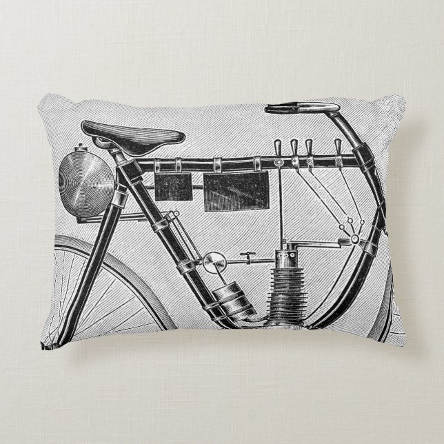 Petrolette Omega Motorcycle, 1895 Accent Pillow (Front)