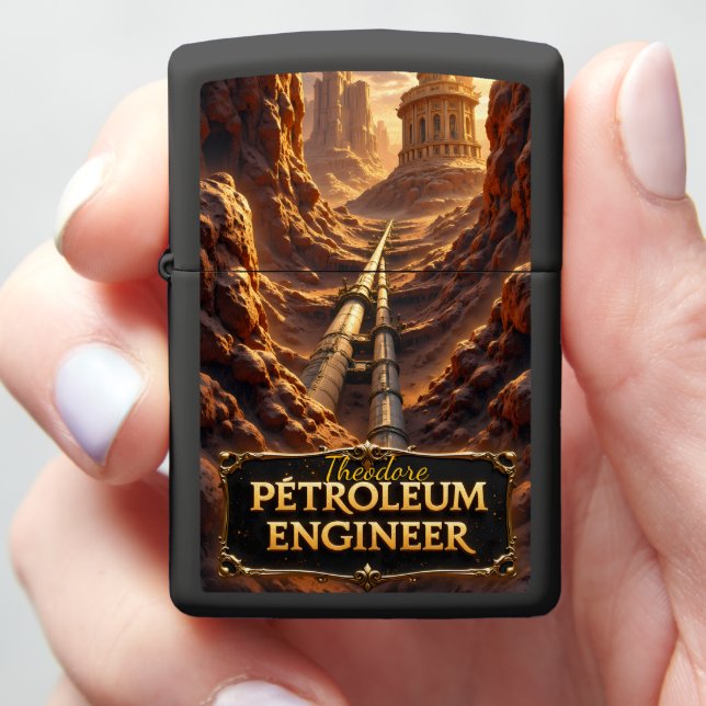 Petroleum Engineer Canyon Pipeline Ancient Zippo Lighter (In Hand)