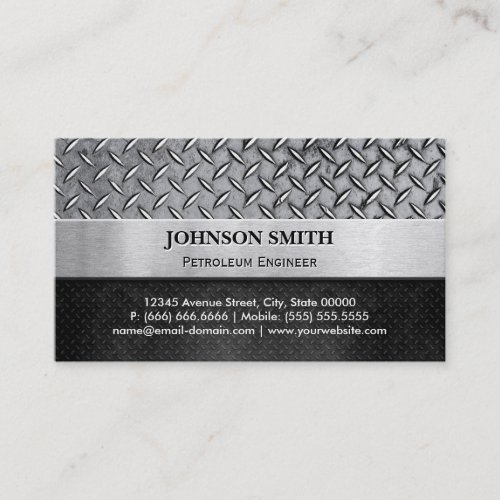 Petroleum Engineer _ Diamond Metal Plate Business Card