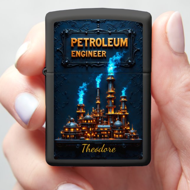 Petroleum Engineer Glowing Plant Ornate Zippo Lighter (In Hand)