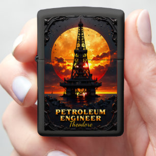 Petroleum Engineer Offshore Rig Sunset Zippo Lighter