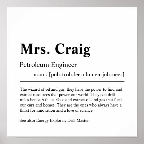Petroleum Engineer Personalized Gift Poster