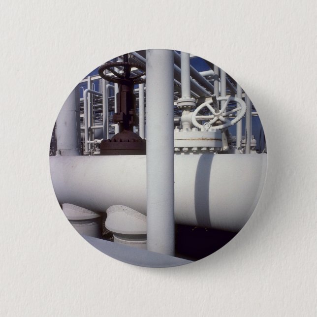 Petroleum refinery pipeline pinback button (Front)