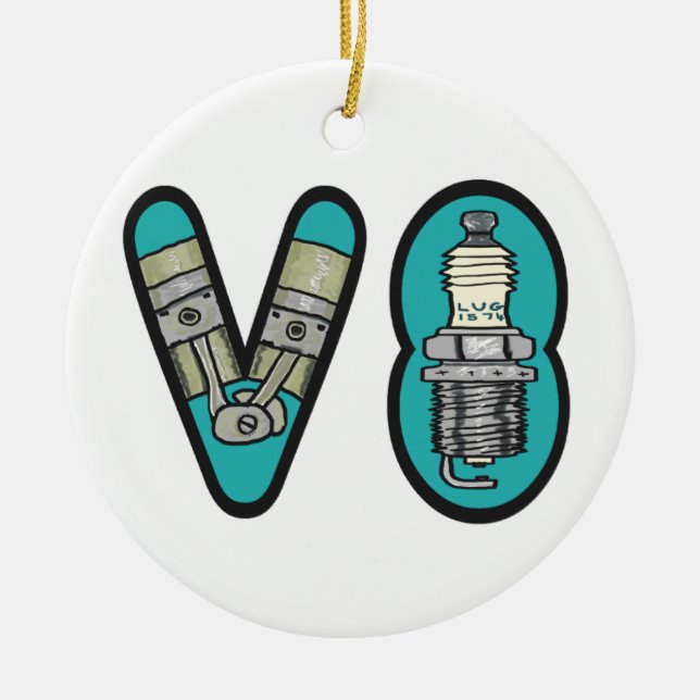 Petrolhead V8 Car Enthusiast Ceramic Ornament (Front)