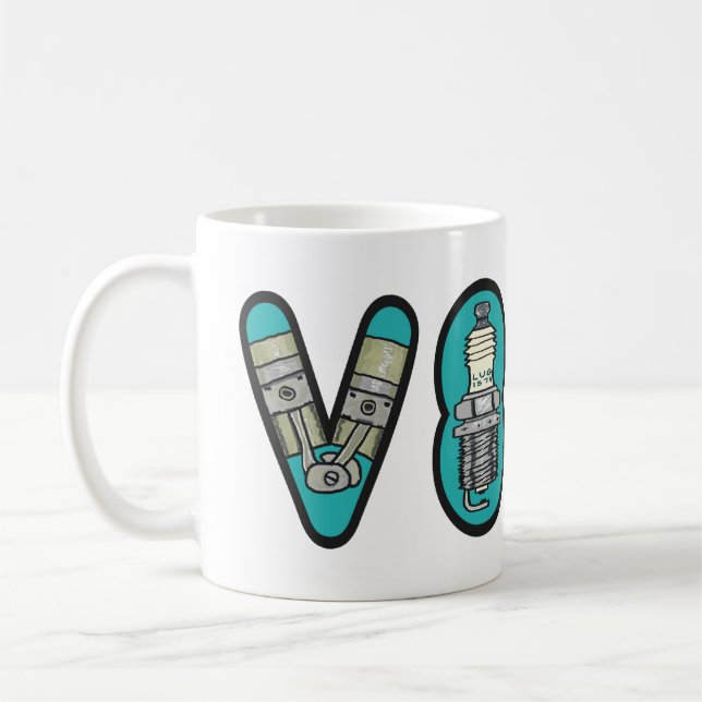 Petrolhead V8 Car Enthusiast Coffee Mug (Left)