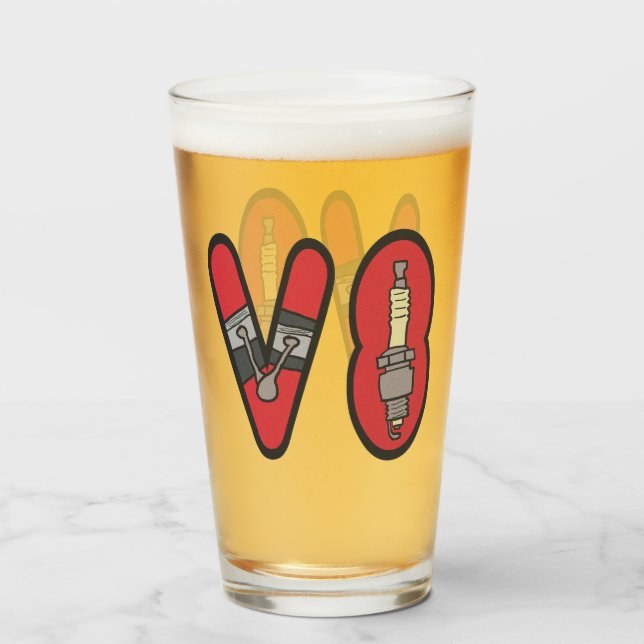 Petrolhead V8 Car Enthusiast Glass (Front Filled)