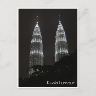 petronas twin night towers postcard