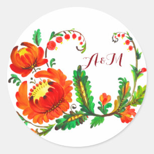 Petrykivka Ukrainian art Classic Round Sticker