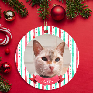 Pets 2 Photo Ornament Watercolor Peppermint