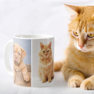 Pets 3 Photo Collage for Cat and Dog Owners Custom Coffee Mug
