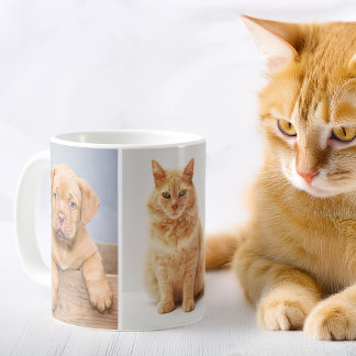 Pets 3 Photo Collage for Cat and Dog Owners Custom Coffee Mug