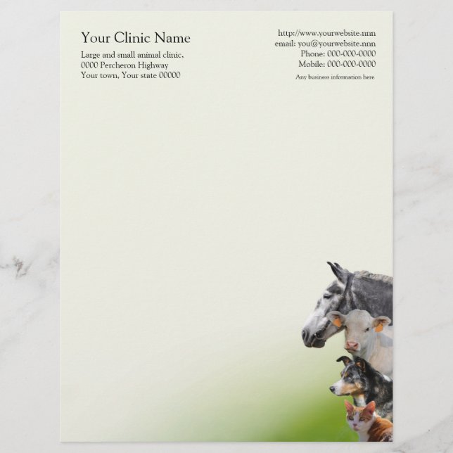 Pets and farm animals vet letterhead (Front)