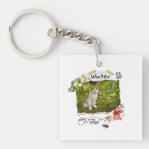 Pets and flowers collage scalable cutomized  keychain