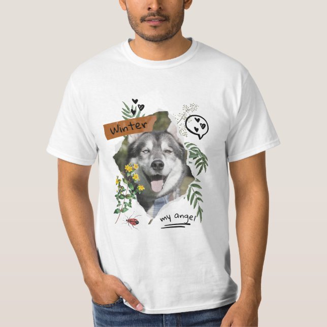 Pets and flowers collage scalable cutomized  T-Shirt (Front)