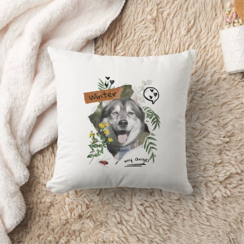 Pets and flowers collage scalable cutomized  throw pillow