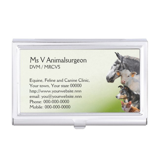 Pets and livestock vet practice business card holder (Front)