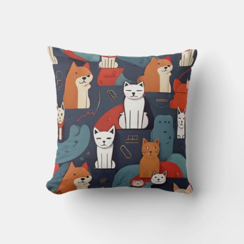 Pets Artistic Painting Throw Pillow