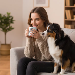 Pets Australian Shepherd Black Watercolor Coffee Mug