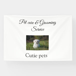 Pets care grooming service add name address text banner