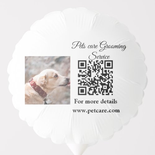 Pets care grooming service Q R code add name text Balloon