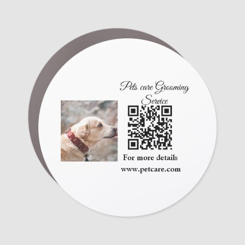 Pets care grooming service Q R code add name text Car Magnet