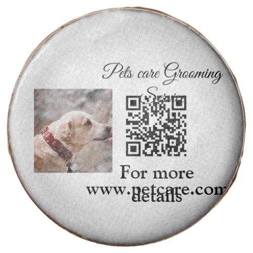 Pets care grooming service Q R code add name text Chocolate Covered Oreo