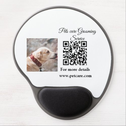 Pets care grooming service Q R code add name text Gel Mouse Pad