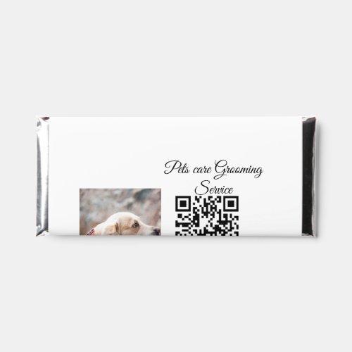 Pets care grooming service Q R code add name text Hershey Bar Favors