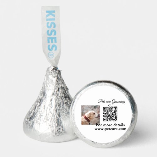 Pets care grooming service Q R code add name text Hersheys Kisses