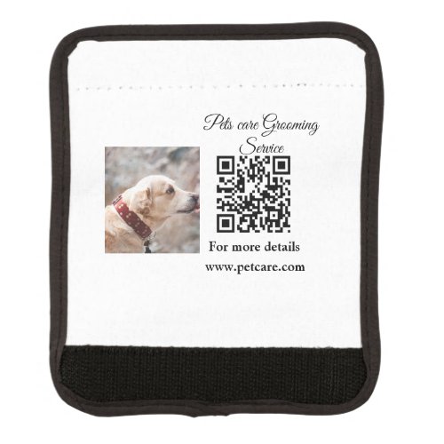 Pets care grooming service Q R code add name text Luggage Handle Wrap