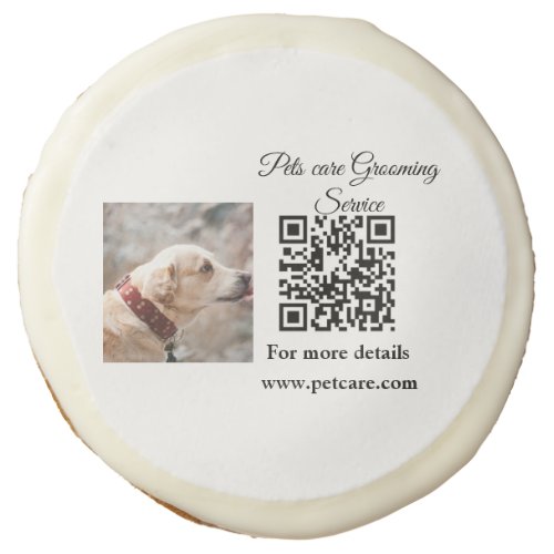Pets care grooming service Q R code add name text Sugar Cookie