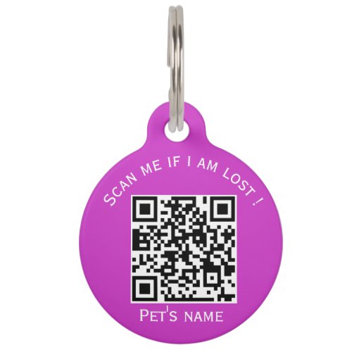 Pets code qr animal lost pet pink ID tag