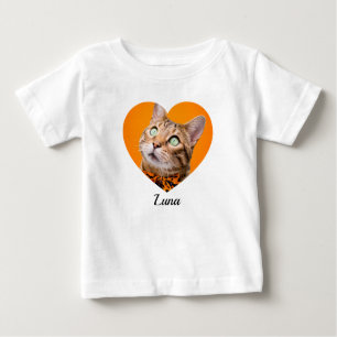 Pet's Cute Modern Typography Name and heart Photo Baby T-Shirt