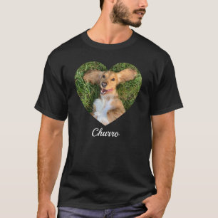 Pet's Cute Modern Typography Name and heart Photo T-Shirt