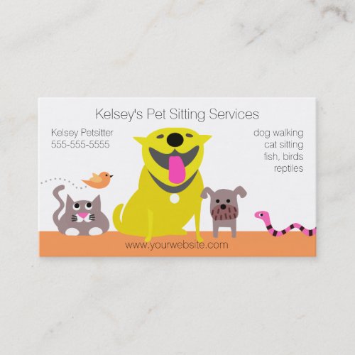 Pets _ dog cat bird snake business card