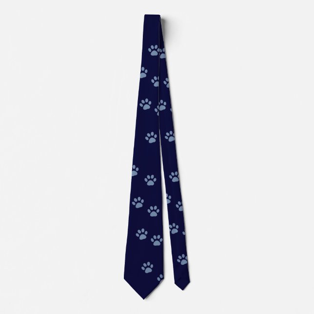 pets dog cat pawprints neck tie (Front)