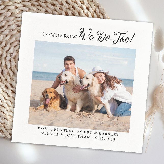 Pets Dog Cat Photo Modern Wedding Rehearsal Dinner Napkins (Creator Uploaded)