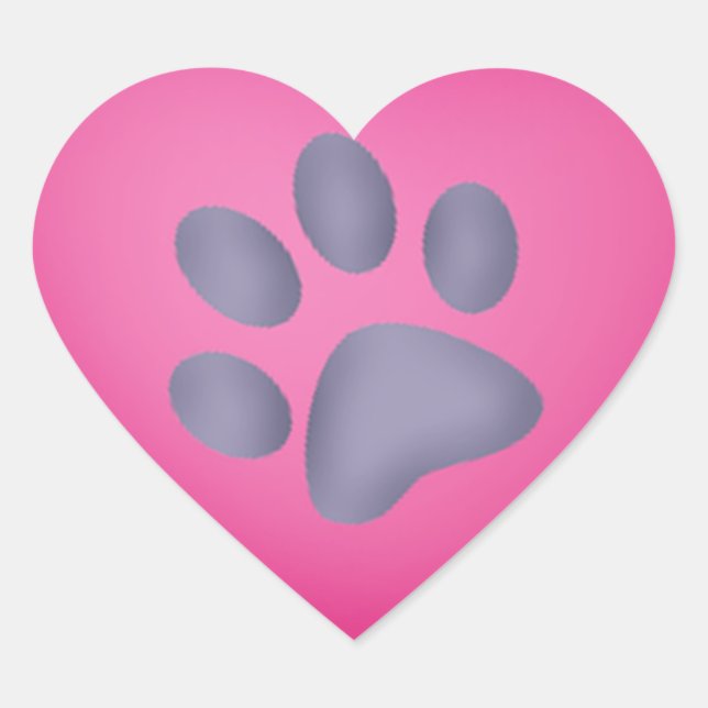 Pets Dog or Cat Paw Print Heart Collection Sticker (Front)