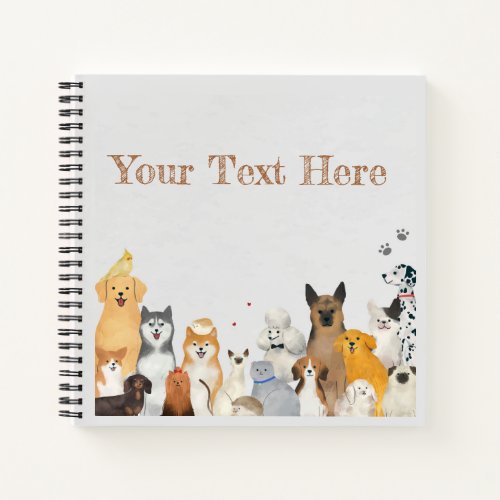 Pets Dogs  Cats Customizable Notebook