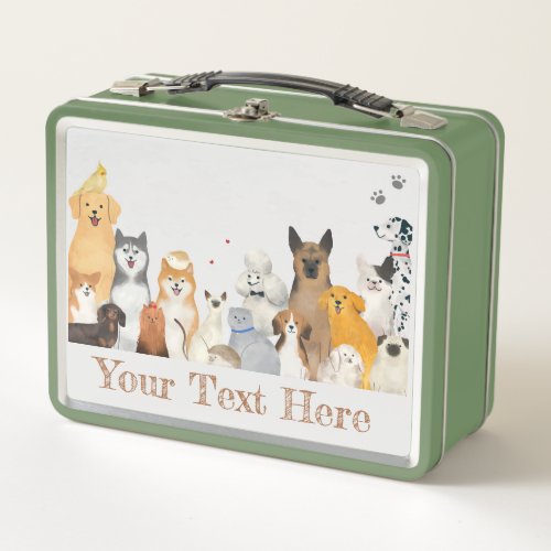 Pets Dogs  Cats Metal Lunch Box