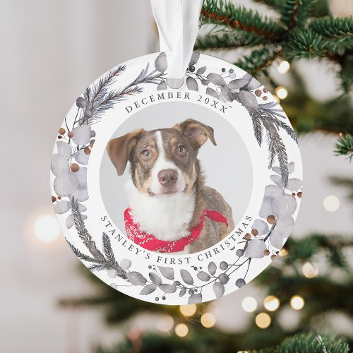 Pets First Christmas 2 Photo Festive Wreath Ornament