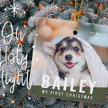 Pet's First Christmas Custom Modern Photo Year Ceramic Ornament<br><div class="desc">This simple and modern design is composed of sans serif typography. Add custom pet photo.</div>
