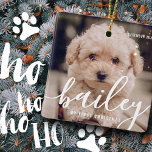Pet's First Christmas Simple Modern Photo Year Ceramic Ornament<br><div class="desc">This simple and modern design is composed of sans serif typography. Add custom pet photo.</div>